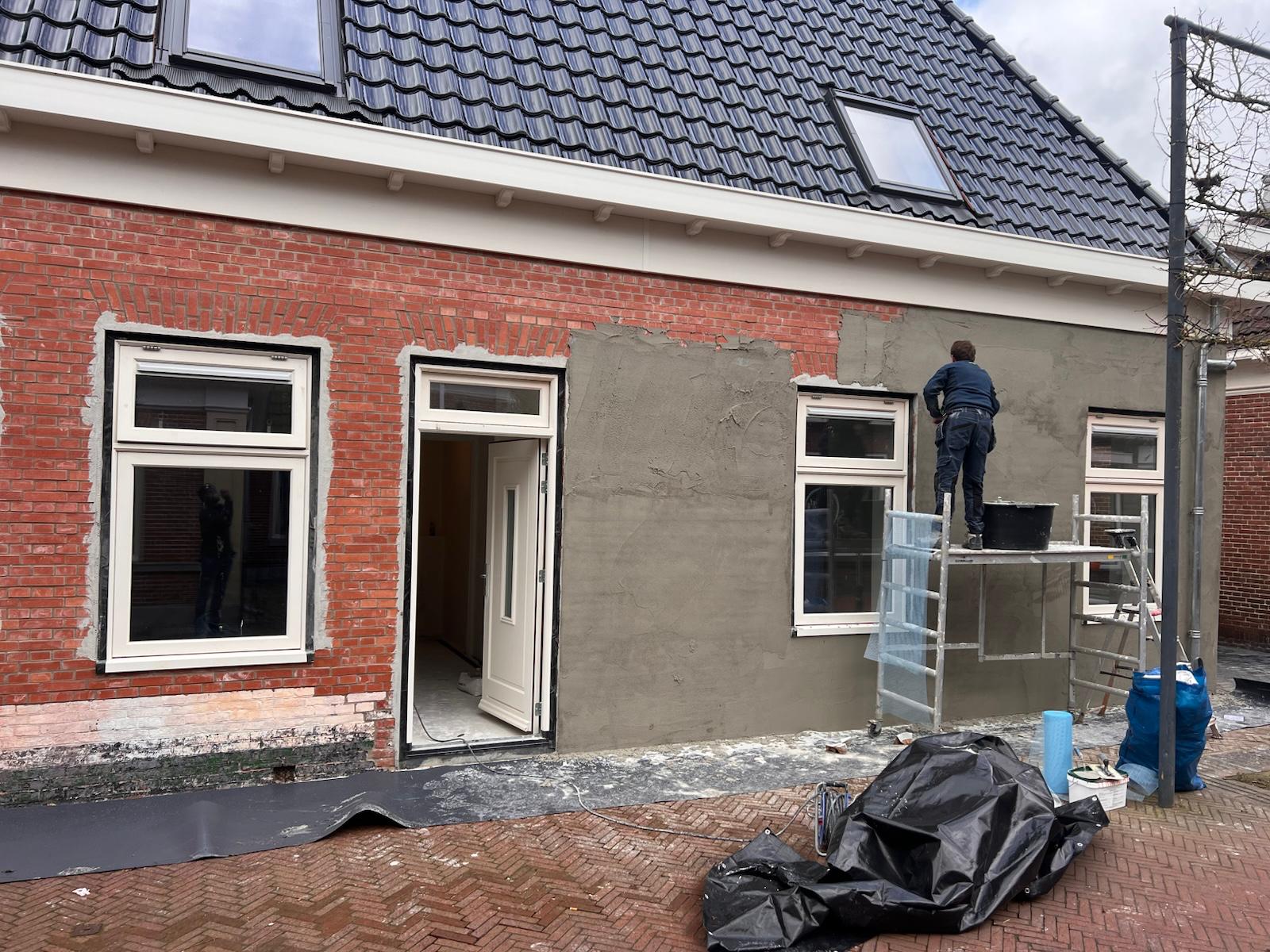 Gevelrenovatie in uitvoering
